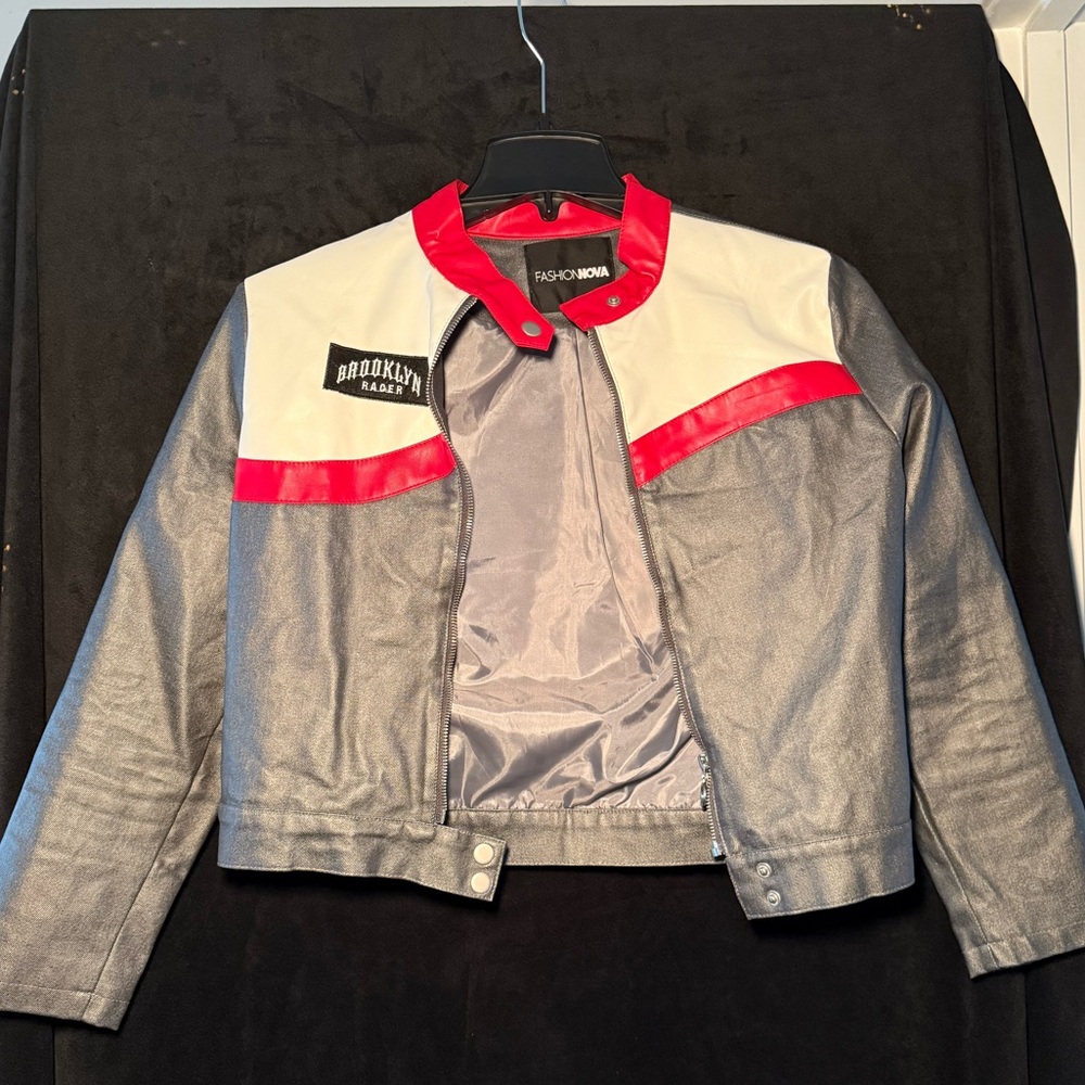 Fashion Nova Silver and Red Jacket